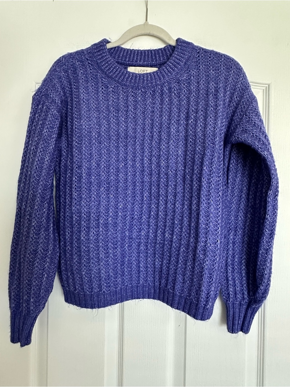 LOFT NWOT Violet Cable Knit Crewneck Sweater